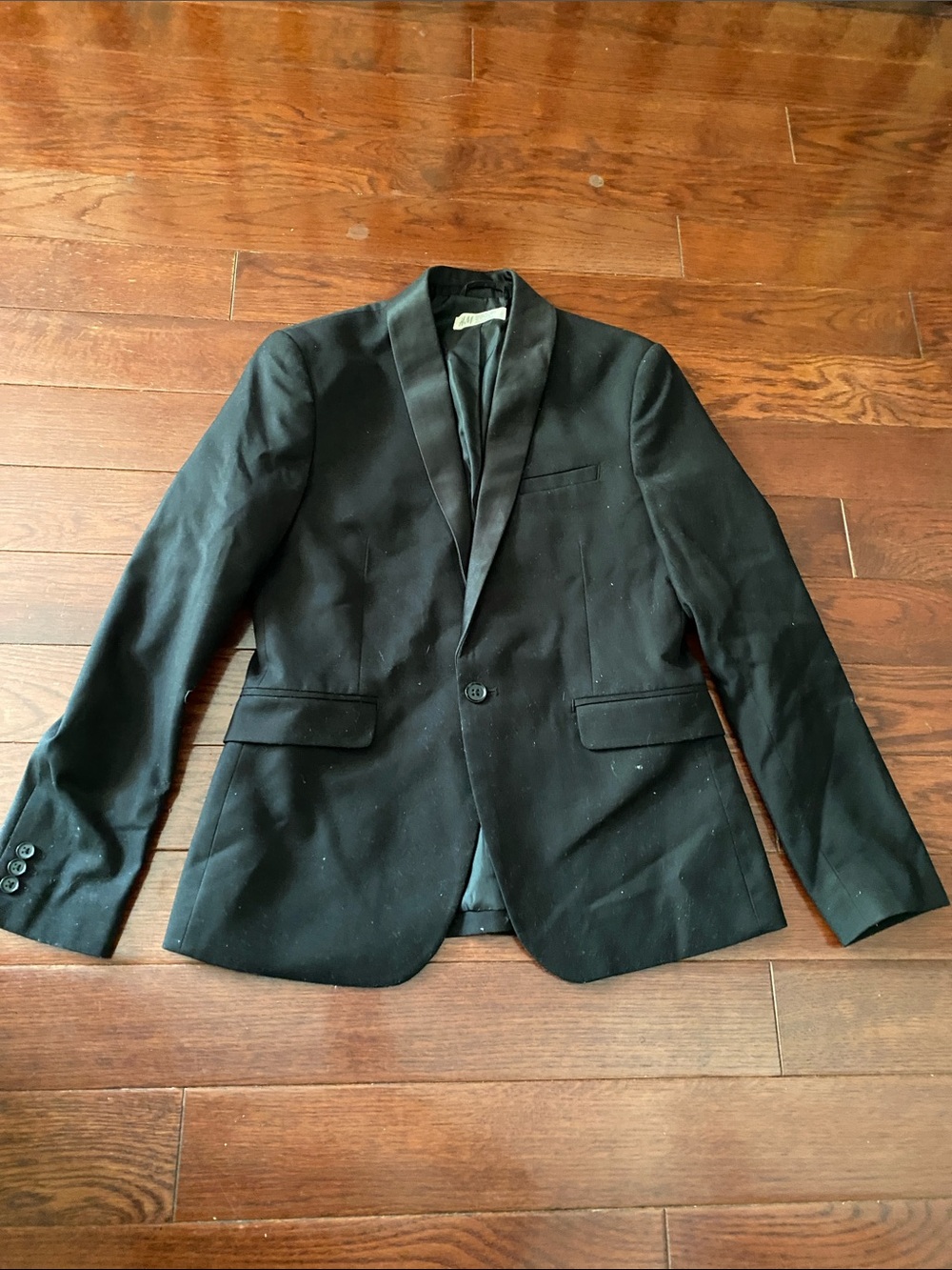 H&M Black Women's Single-Button Blazer with Satin Lapel
